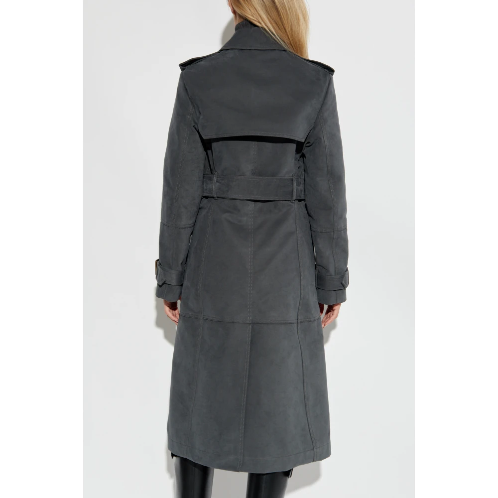 Burberry Katoenen trenchcoat met riem Gray Dames