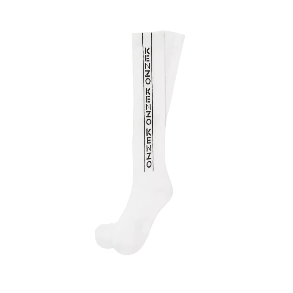 Kenzo Witte Logo Hoge Sokken White Unisex
