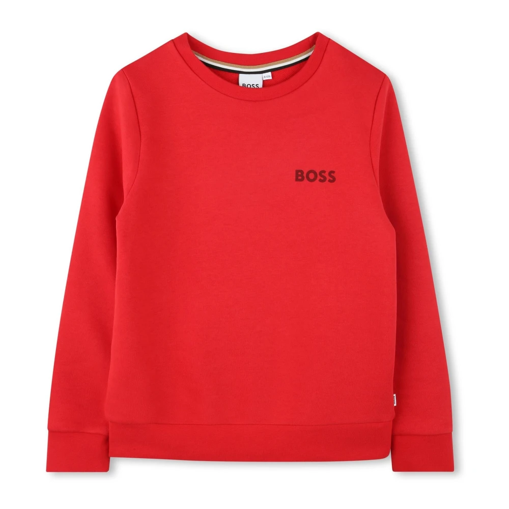 Hugo Boss Logo Sweatshirt Klassisk Bekväm Bomull Polyester Red, Unisex