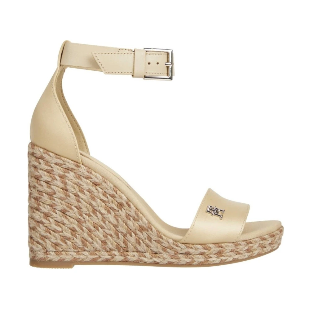Tommy Hilfiger Women's Beige Wedges, 6 Uk, Colorful High Wedge Satin Sandal