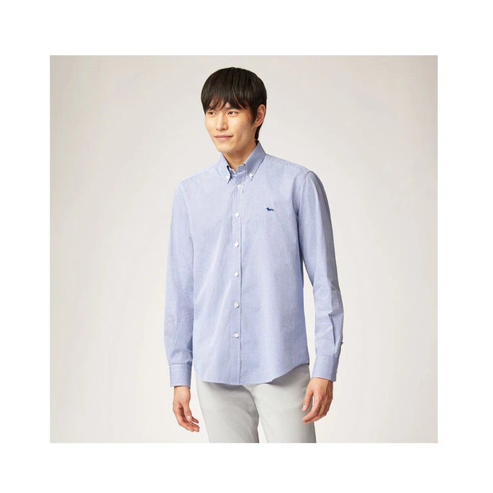 Harmont & Blaine Contrast Interne Overhemd Microcheck Lange Mouw Blue Heren