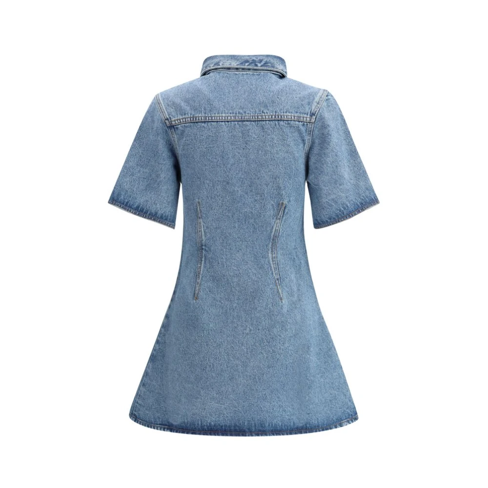 Ami Paris Wijdvallende Denim Jurk met Klassieke Kraag Blue Dames