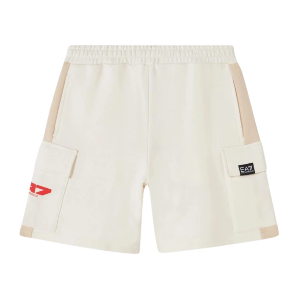 Emporio Armani Ea7 Boys White Shorts, 10 Y, Bermuda Felpa