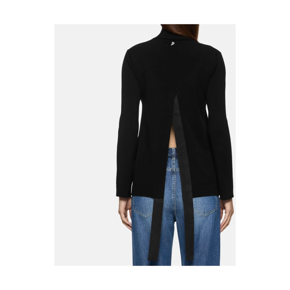 Dondup Rollekraag Zwart Lange Mouwen Open Rug Black Dames