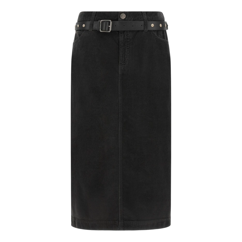 Pinko Black Midi Skirts, Female, S, Straight Corduroy Midi Skirt