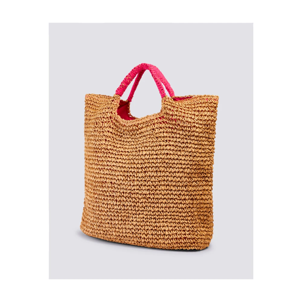 Sundek Strooien strandtas met logo Brown Dames