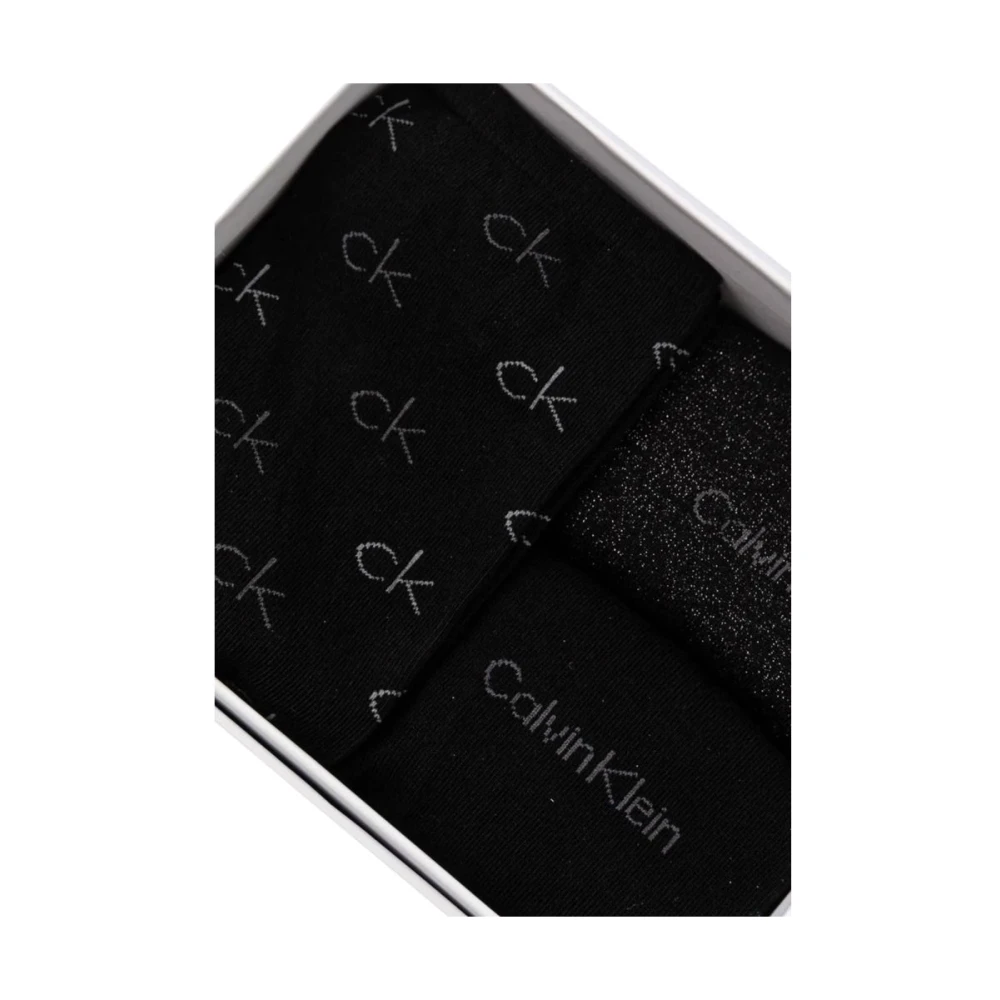 Calvin Klein Zwarte Katoenen Damessokken Herfst Winter Collectie Black Dames