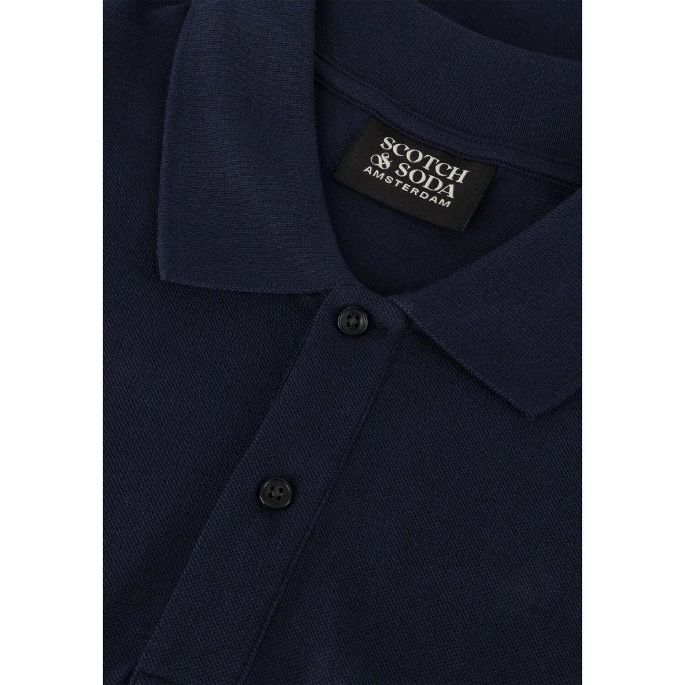 Scotch & Soda Heren Logo Pique Polo Shirt Blue Heren