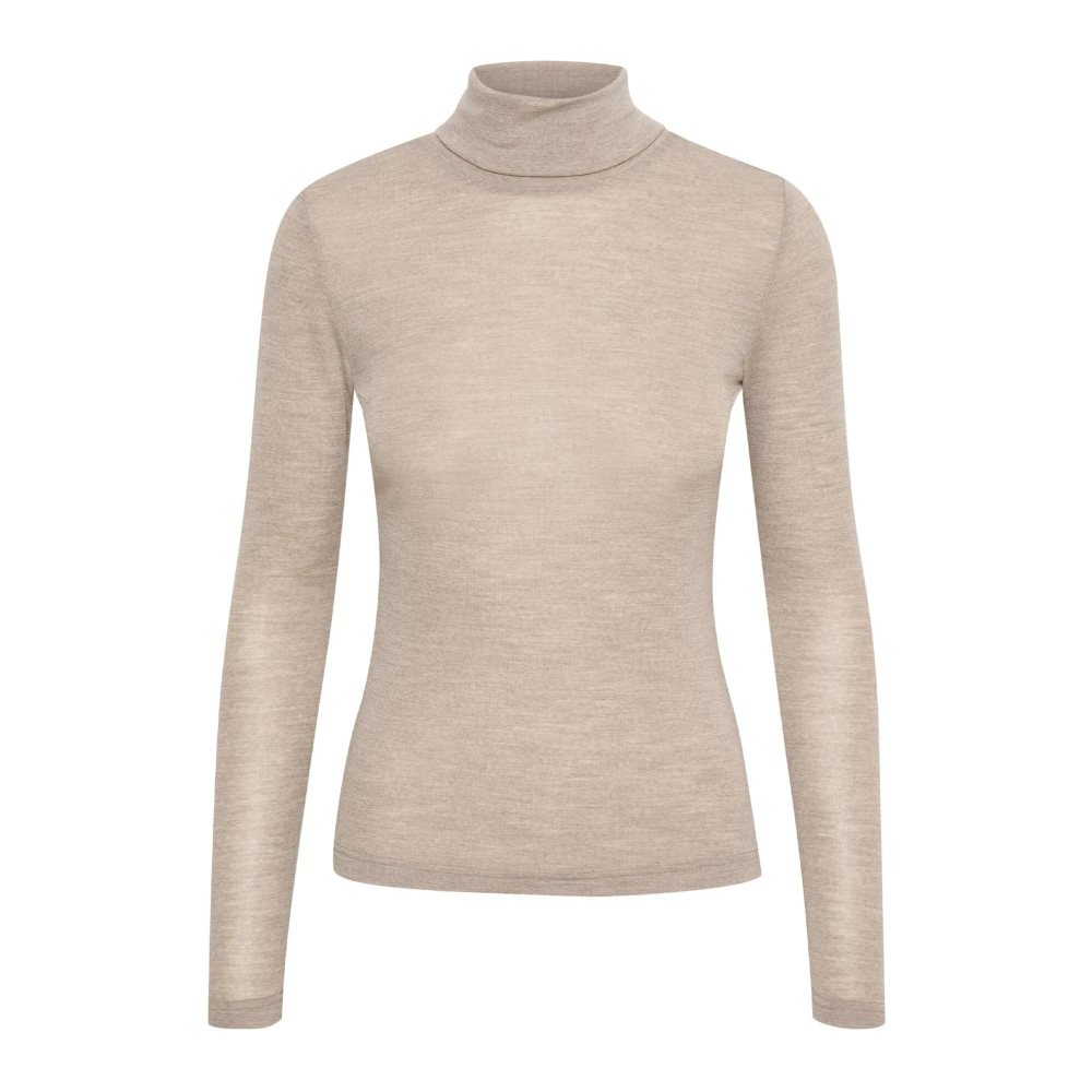 Gestuz Women's Beige Turtlenecks, 2XS, Soft Wool Rollneck Jumper Sand Melange