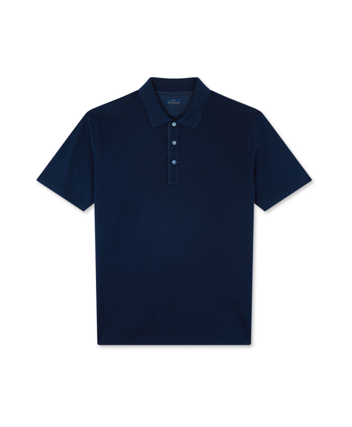 polo-en-pique-de-coton-fin-avec-details-en-lin