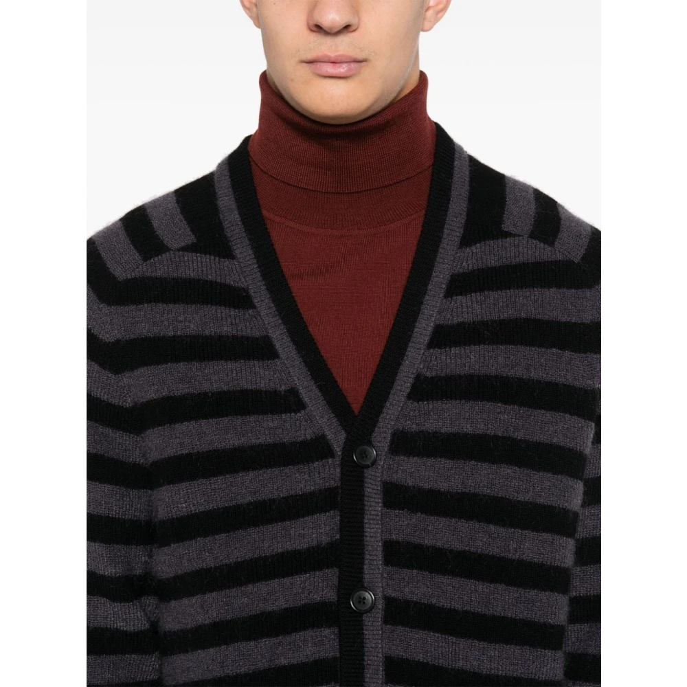 PS By Paul Smith Gestreepte wollen vest zwart Aw24 Black Heren