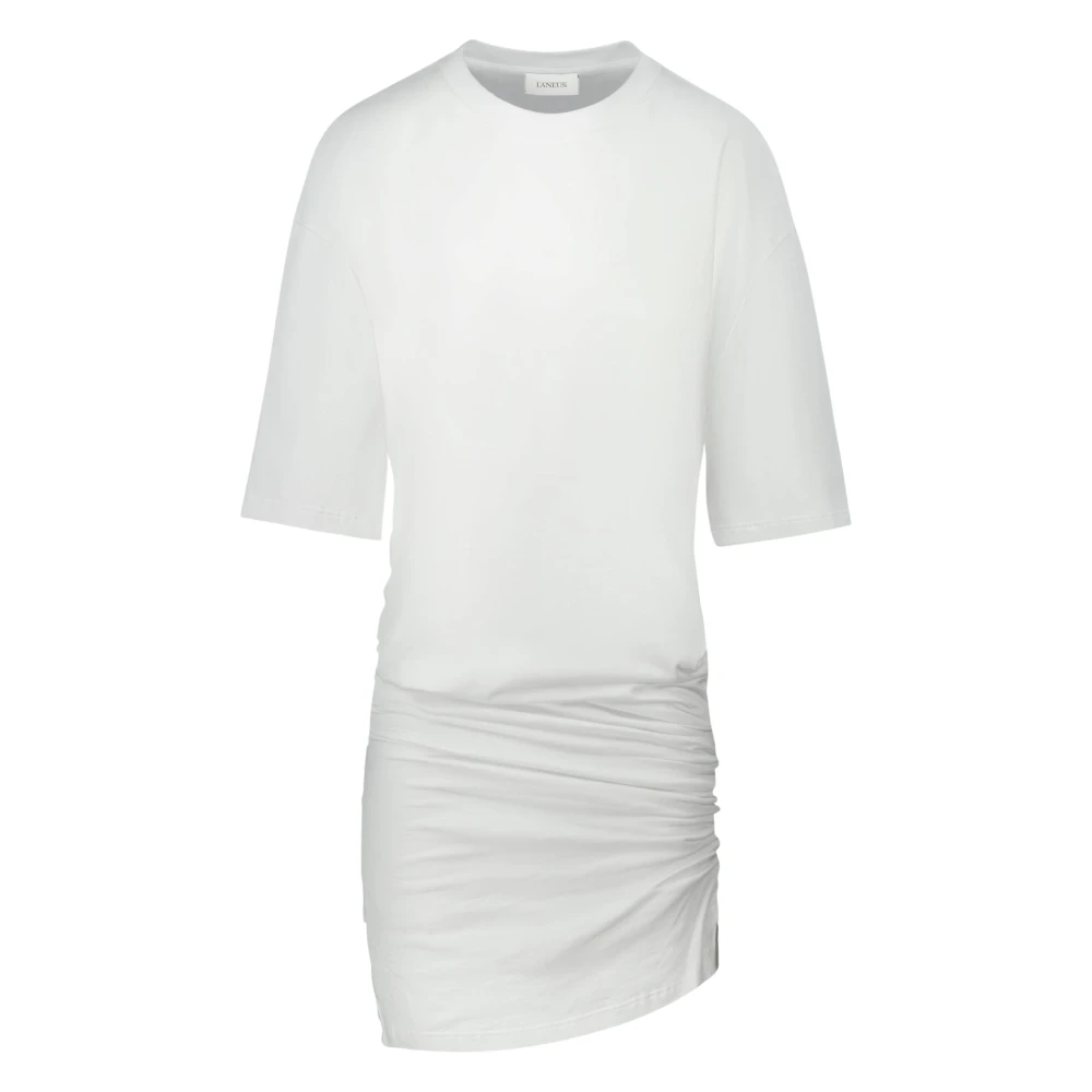 Laneus Witte minijurk met asymmetrische draperie White Dames