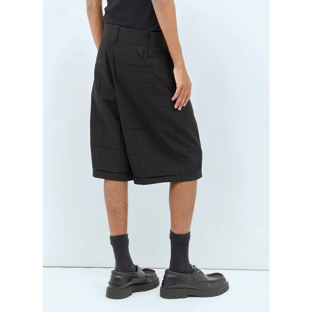 Jacquemus Geplooide katoenmix op maat gemaakte shorts Black Heren