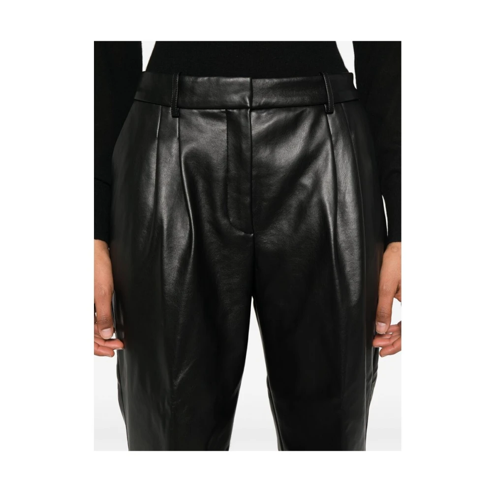 The Garment Zwarte Leren Rechte Broek Black Dames
