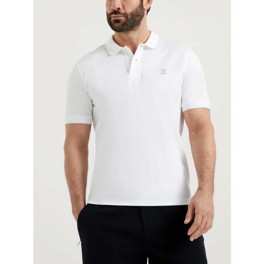 BRUNELLO CUCINELLI Logo Polo T-shirts White Heren