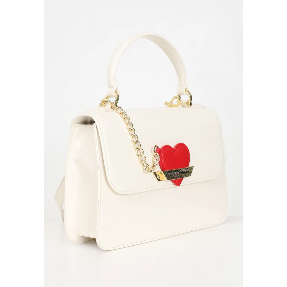 Love Moschino Ivoor Handtas met Hart Bedel Beige Dames