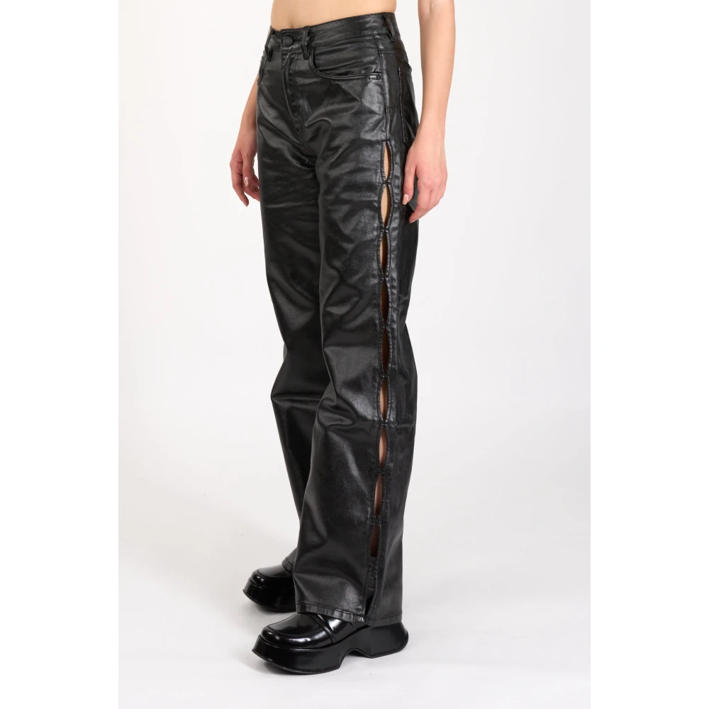 Purple Brand Hoge Taille Wijde Pijp Denim Jeans Black Dames