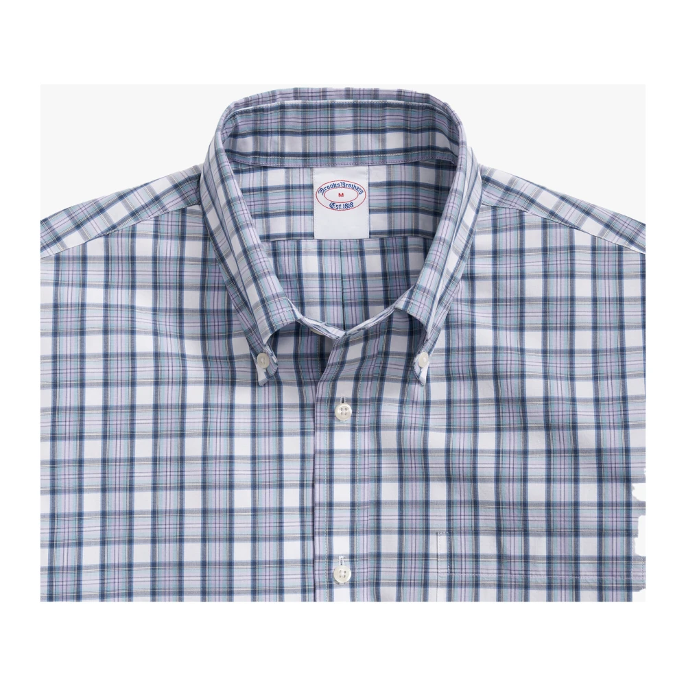 Brooks Brothers Aqua Tartan Regular Fit Overhemd van Poplin Katoen Multicolor Heren