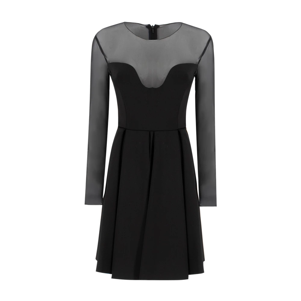 pinko Aansluitende Tule Jurk met Lange Mouwen Black Dames