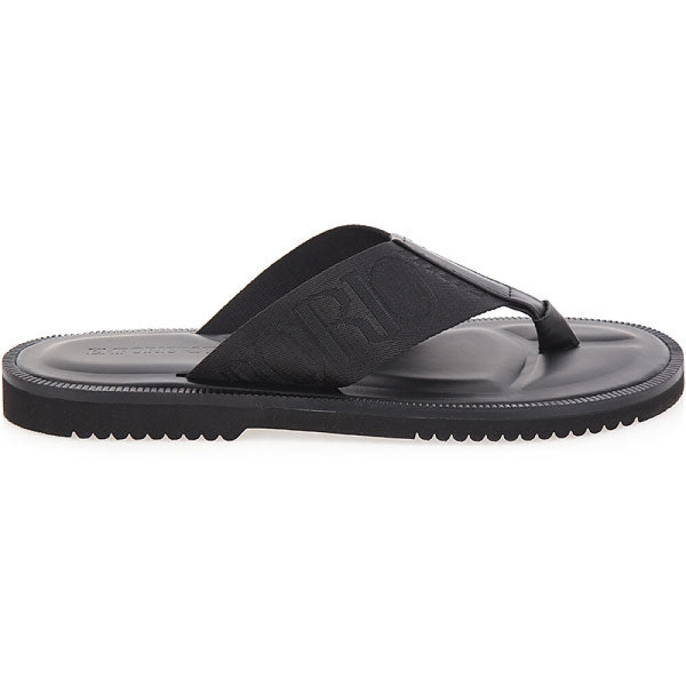 Black Leather Flip Flop Sandals Emporio Armani Men Miinto