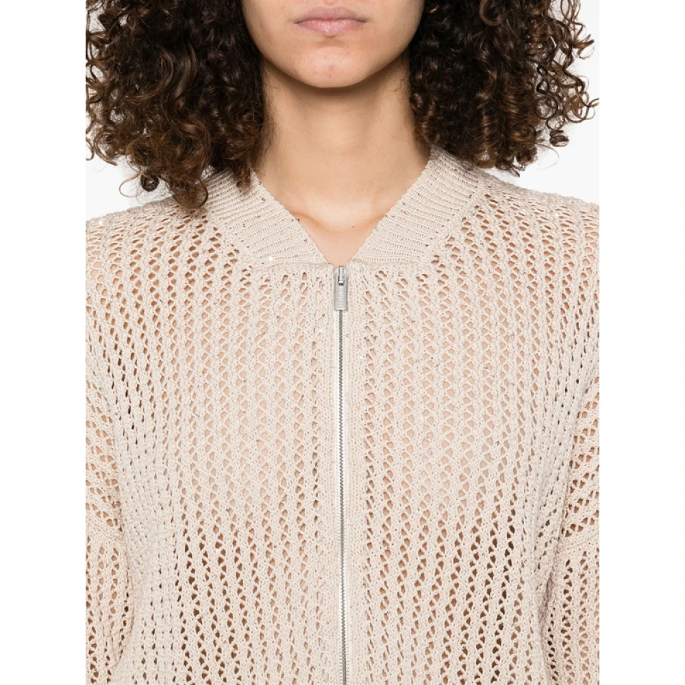 PESERICO Pailletvest met Ritssluiting Brown Dames