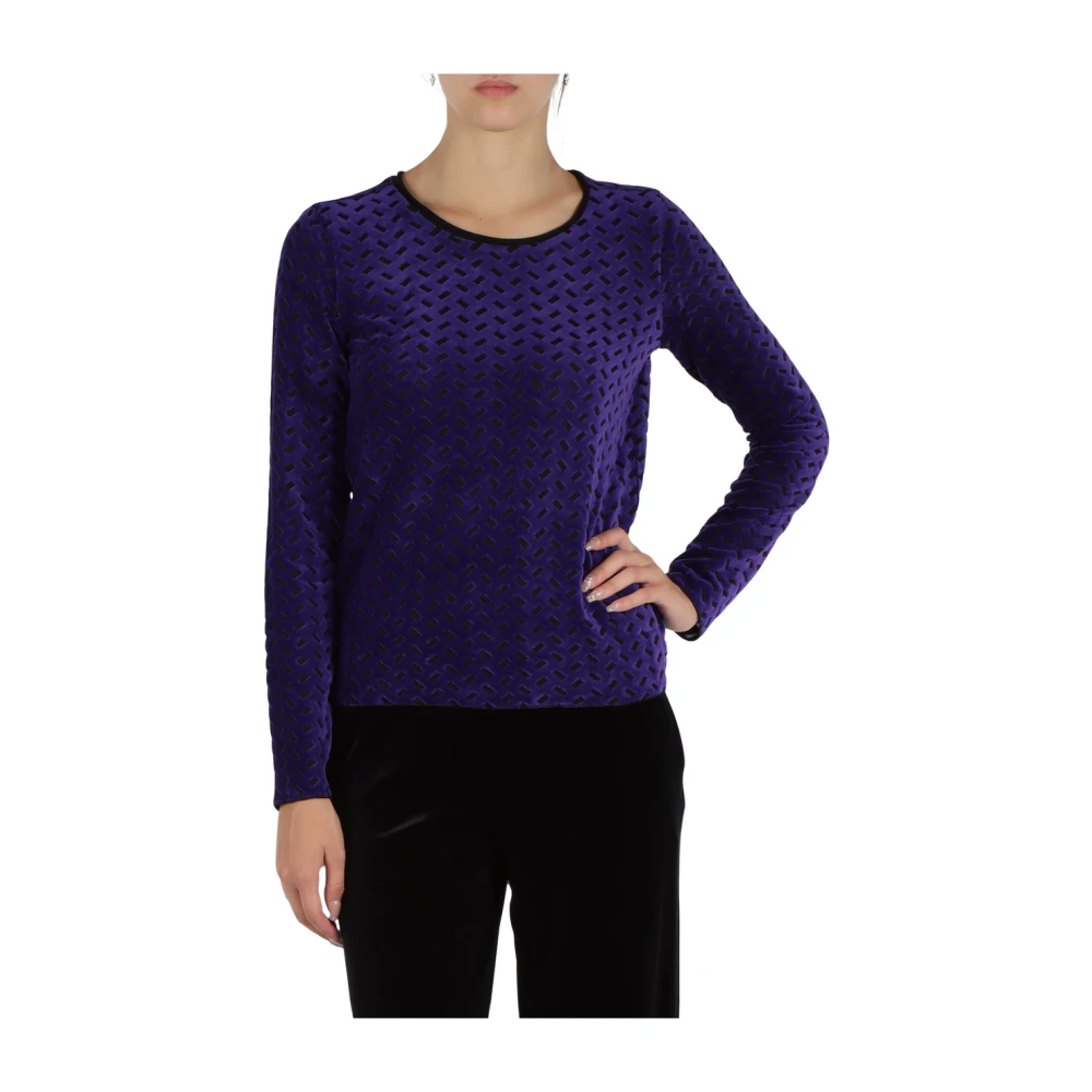 Emporio Armani Fluweel decoratieve motief top Purple Dames