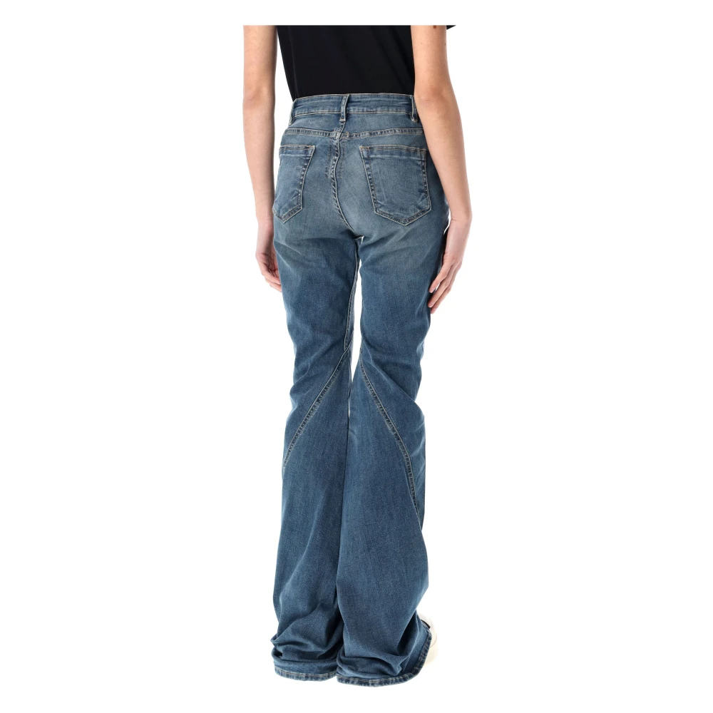 Rick Owens Indigo Gewassen Bias Bootcut Jeans Blue Dames