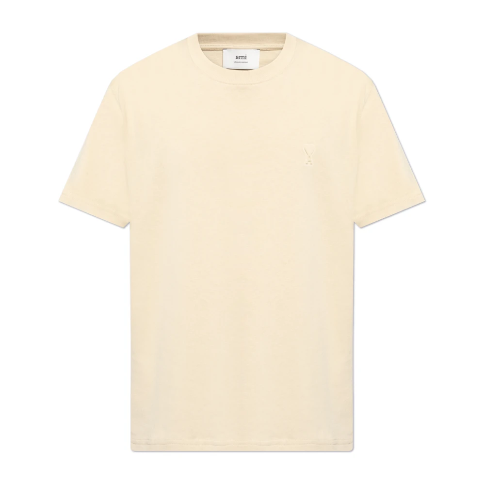 Ami Paris T-shirt met logo Beige Heren