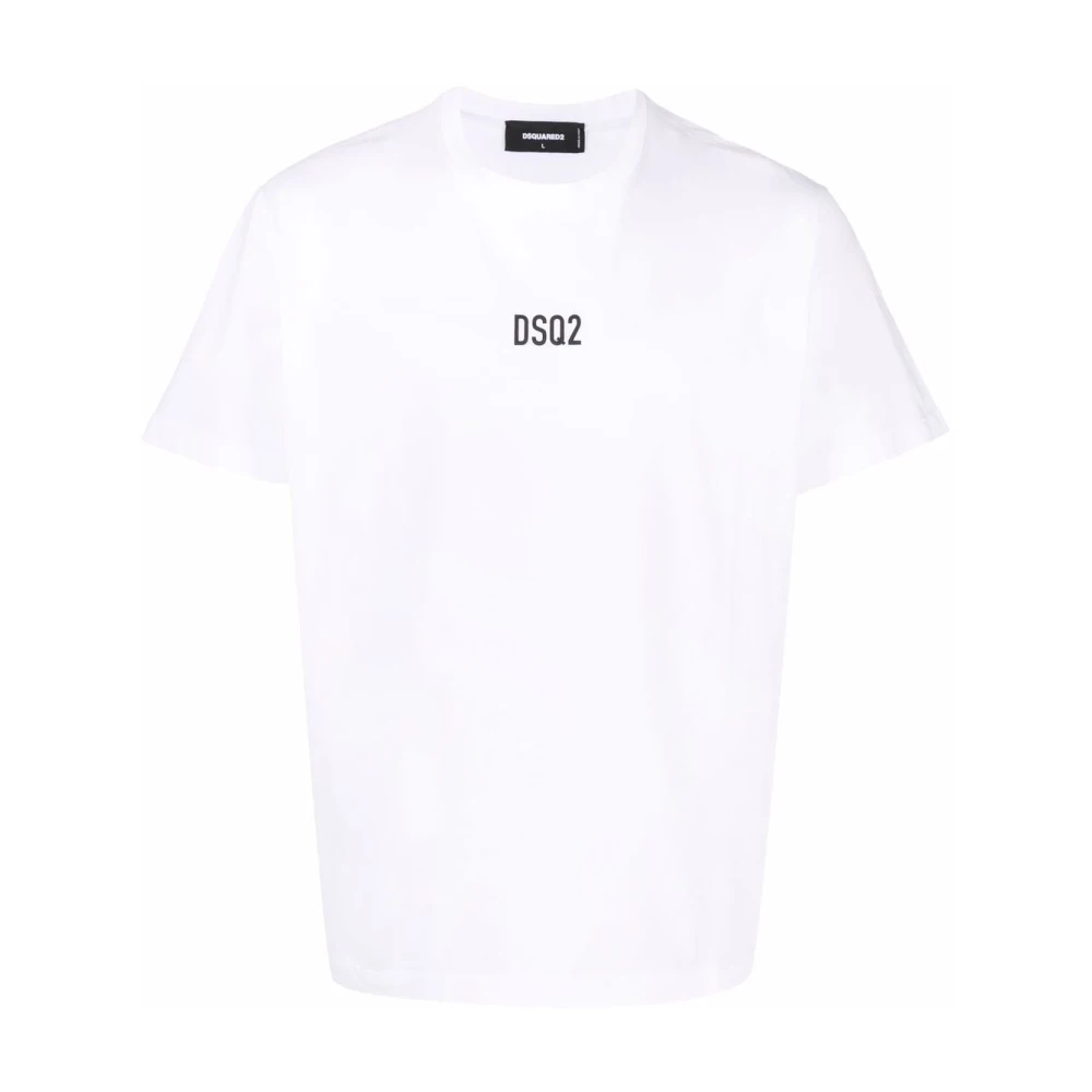 Dsquared2 Witte T-shirt met ronde hals en bedrukt logo White Heren