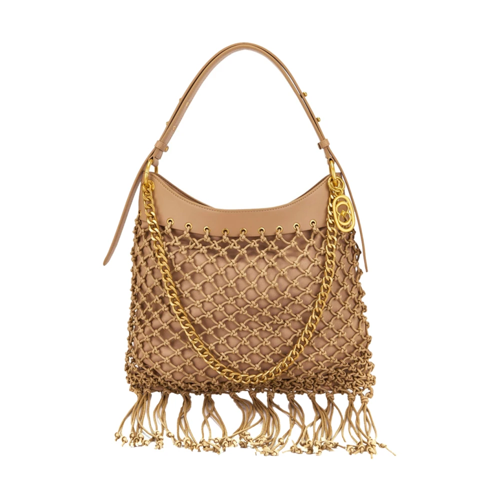 La Carrie Beige Fringe Shoulder Bag - Female - Shoulder Bags - One Size - Bags