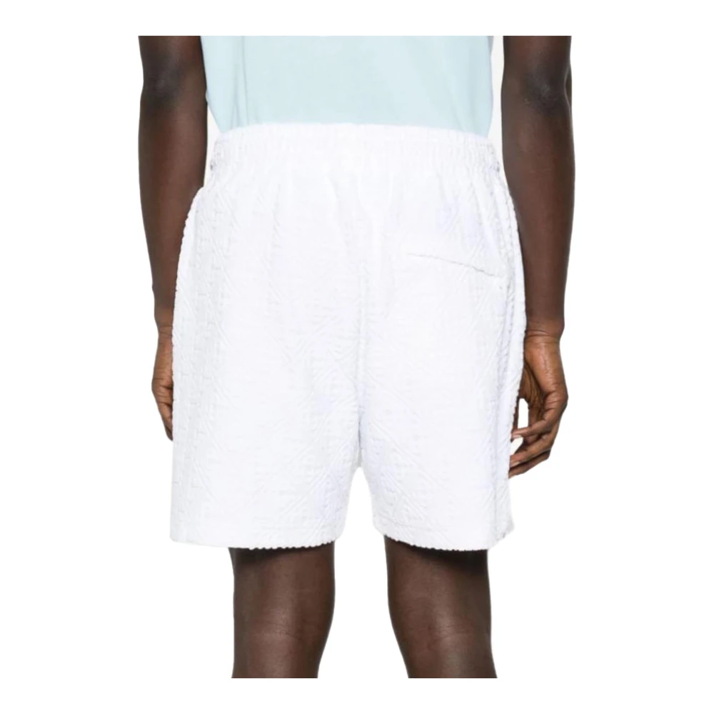 Casablanca Logo Jacquard Bermuda Shorts White Heren