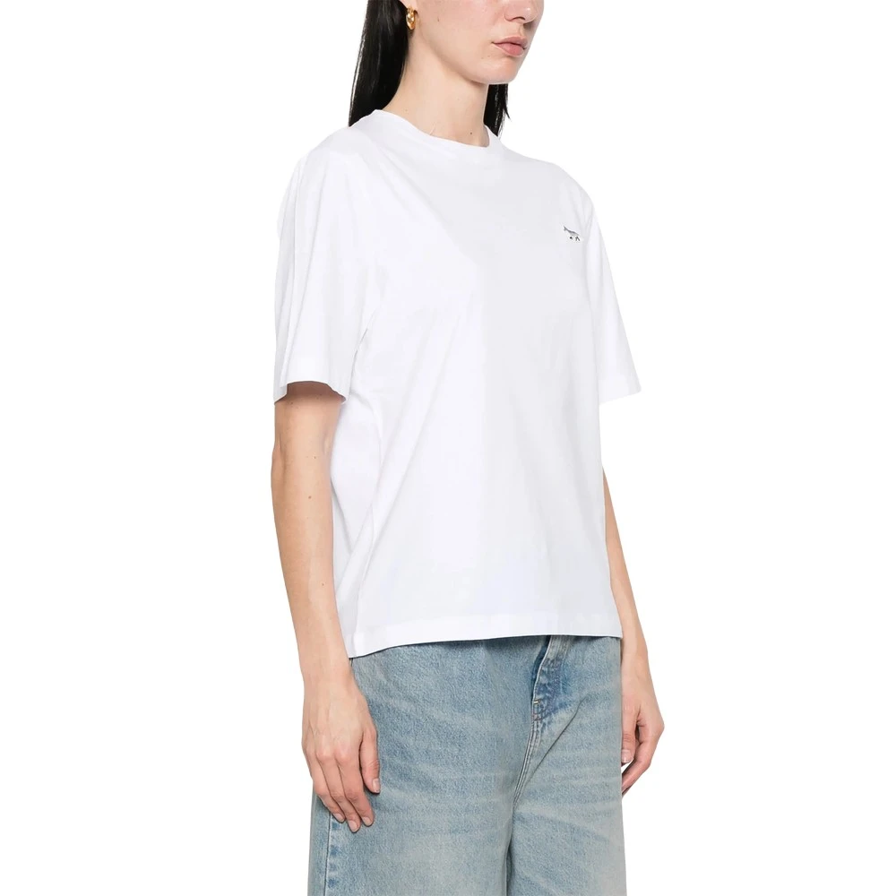 Maison Kitsuné Witte Crew Neck Korte Mouwen T-shirt White Dames