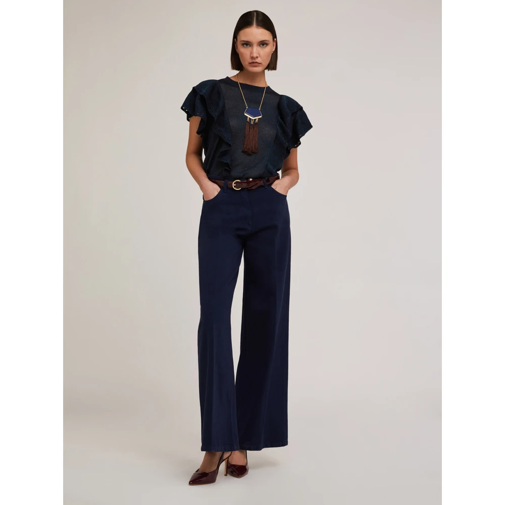 Motivi Lurex-trui met ruches Blue Dames