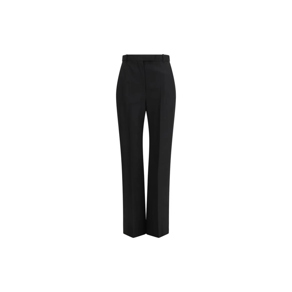 Alexander Mcqueen Women's Black Wide Trousers, M, Tailored Cotton Dress Trousers