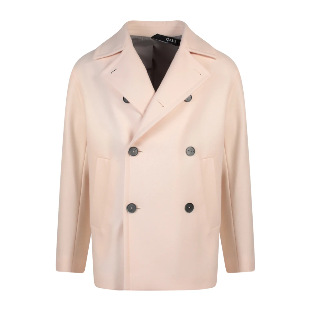 Hevo Dubbelrijige wollen peacoat Beige Heren