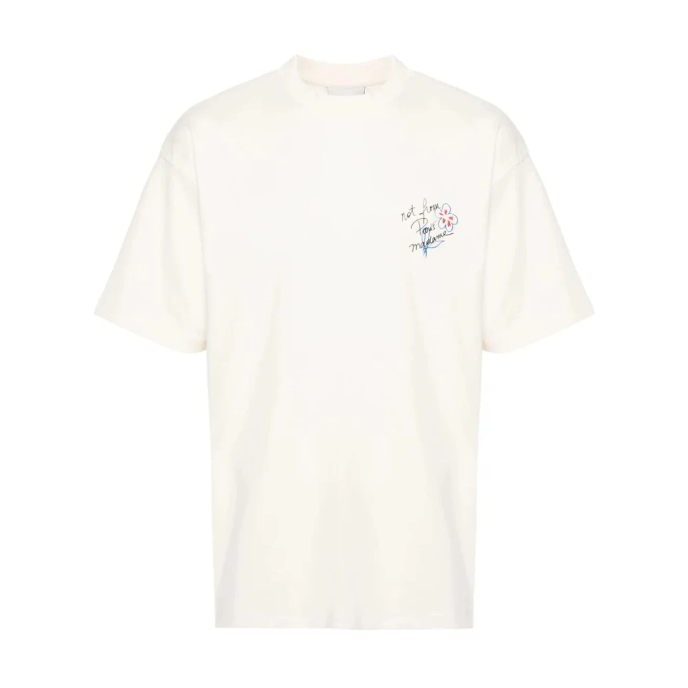 Drole de Monsieur Halfmouw Katoenen T-Shirt met Logo Beige Heren