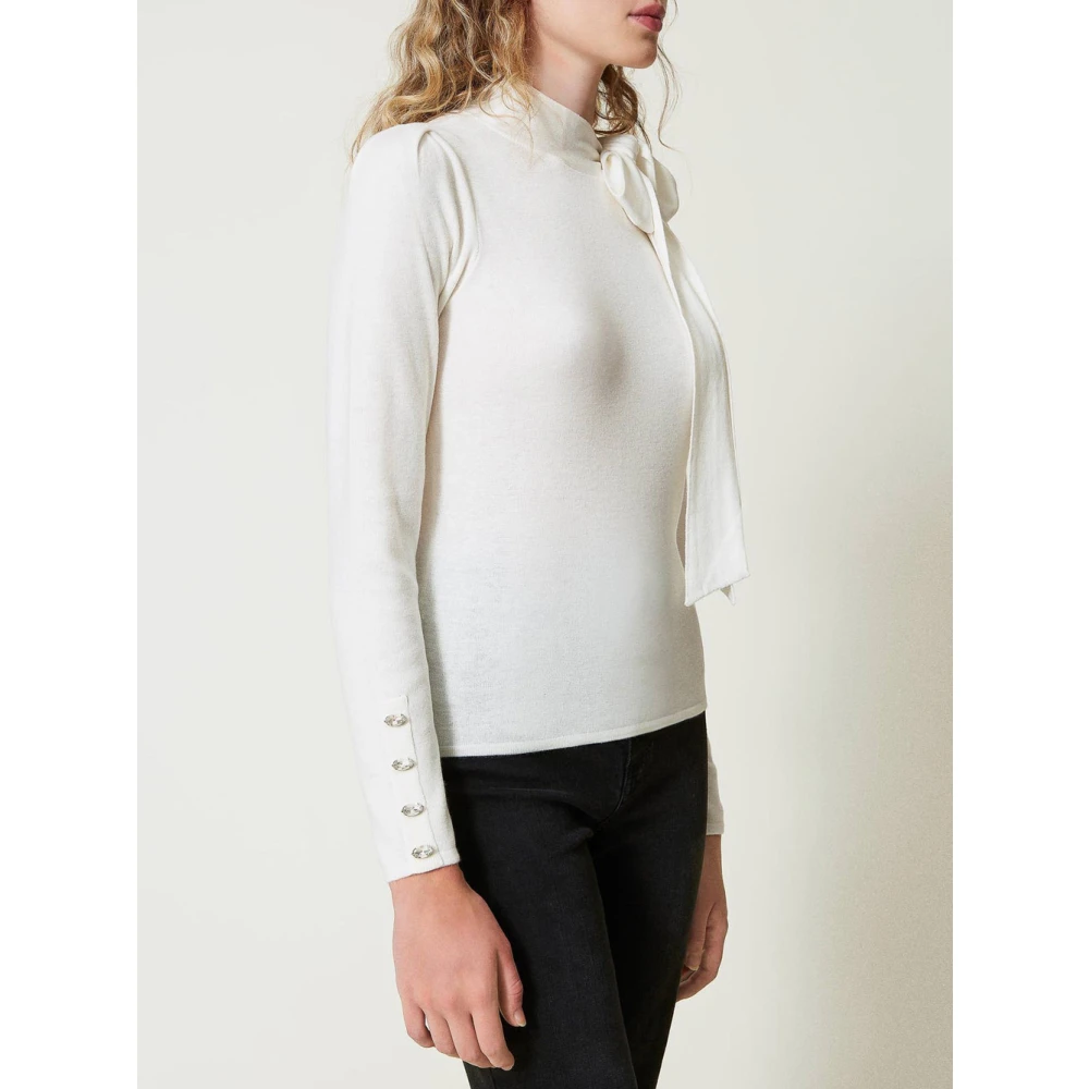 Actitude Witte Trui met Maxi Strik White Dames
