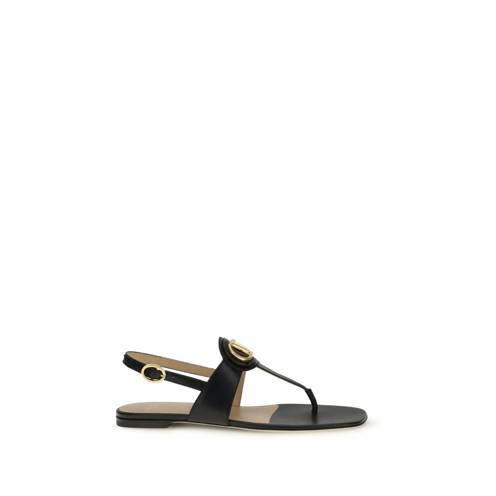 Valentino Garavani Women's Black Flat Sandals, 5 Uk, Bos Taurus Flat Sandals
