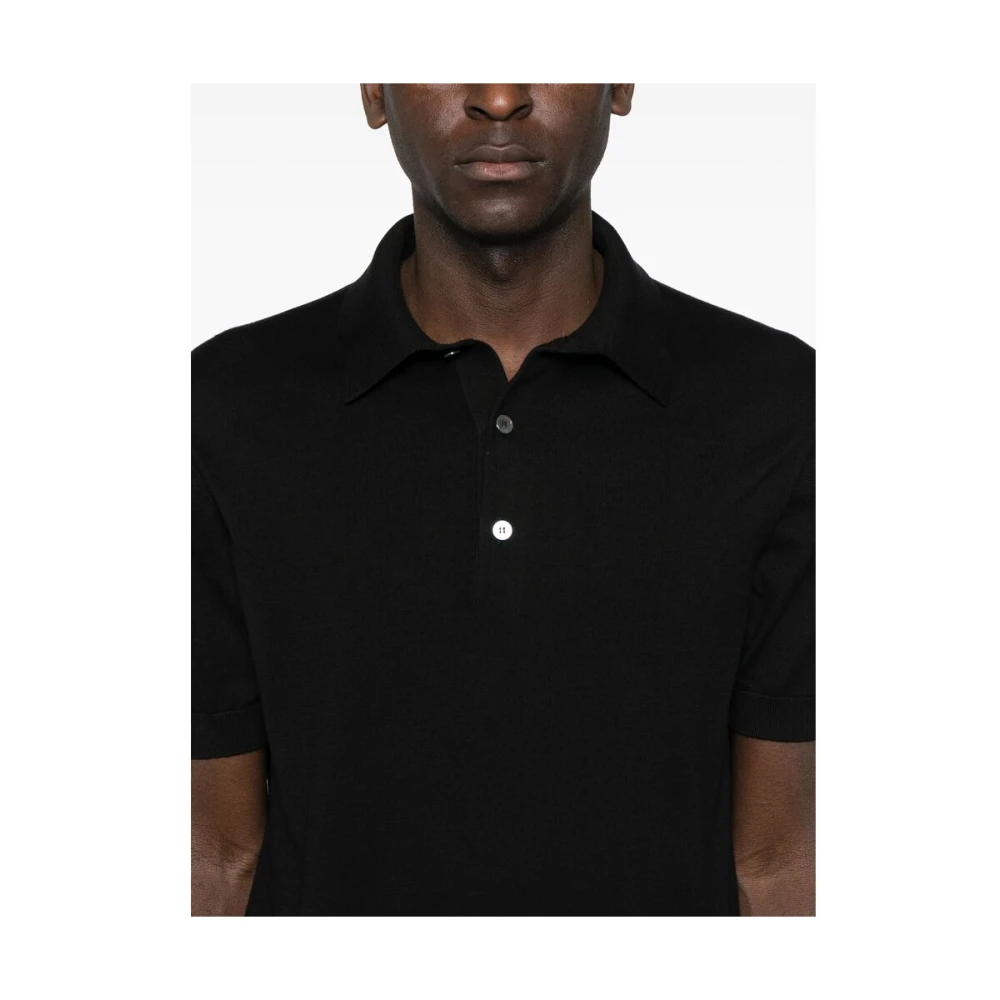Ermenegildo Zegna Zwarte Polotrui met Knoopsluiting Black Heren