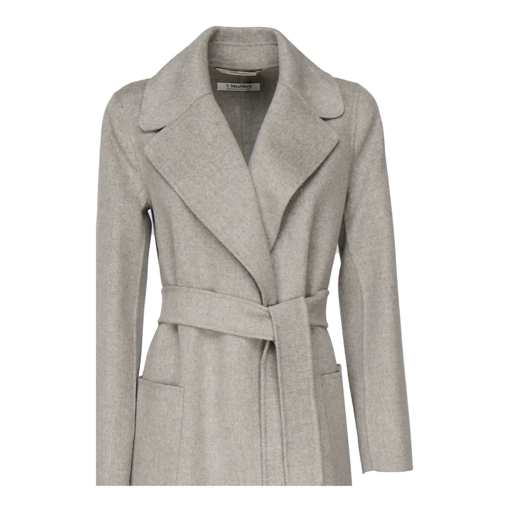 Max Mara Grijze wollen jas met riem Gray Dames