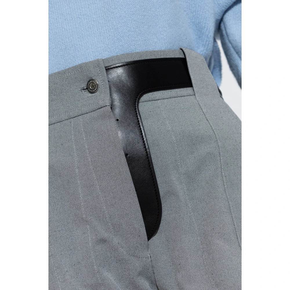 Salvatore Ferragamo Broek met leren inzetstuk Gray Dames