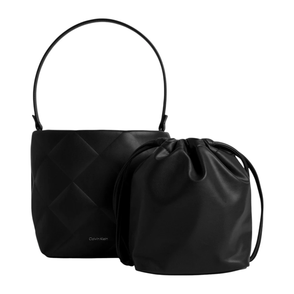 Calvin Klein Zwarte Kant Sluiting Tas met Zakken Black Dames