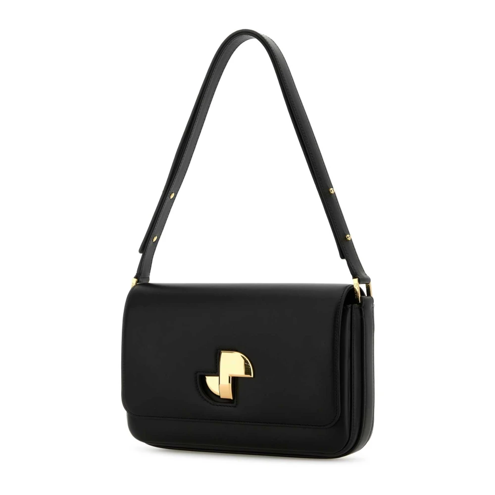 Patou Klassieke Lock Schoudertas van Zwart Leer Black Dames