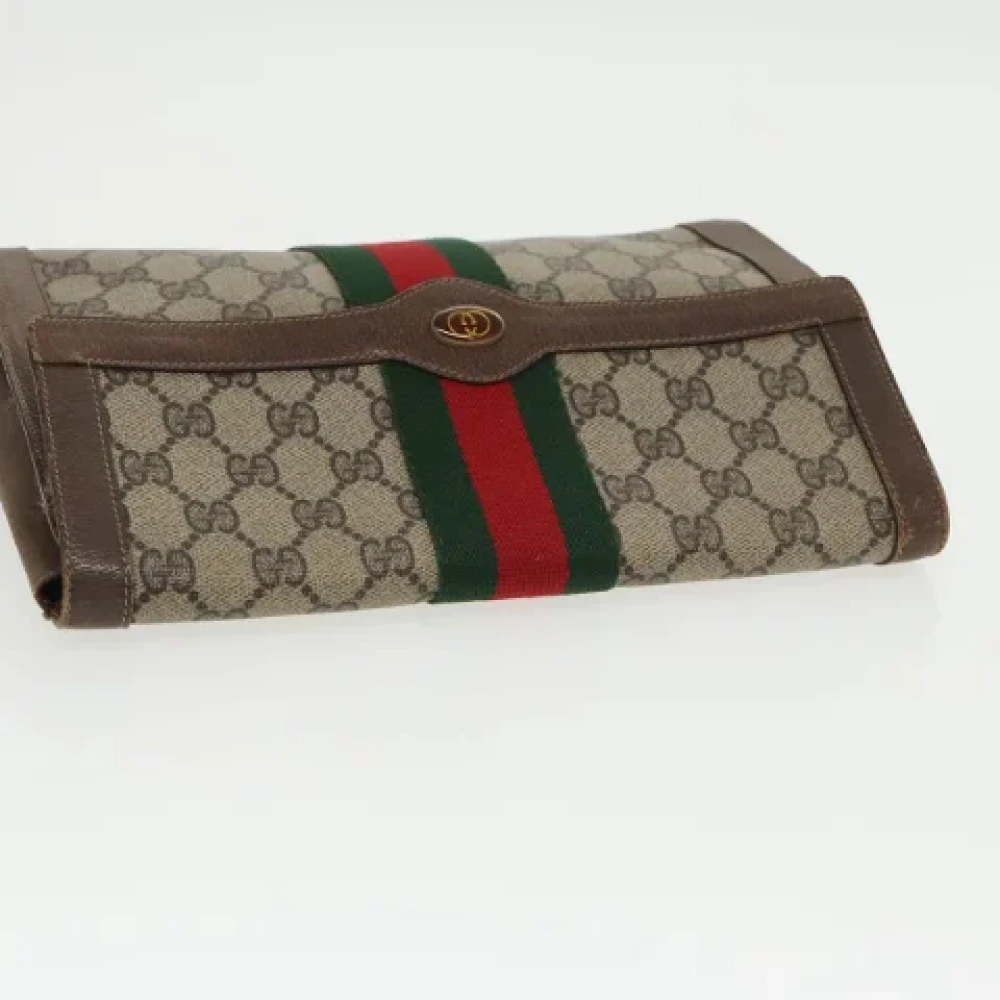 Gucci Vintage Pre-owned Leather clutches Beige Dames