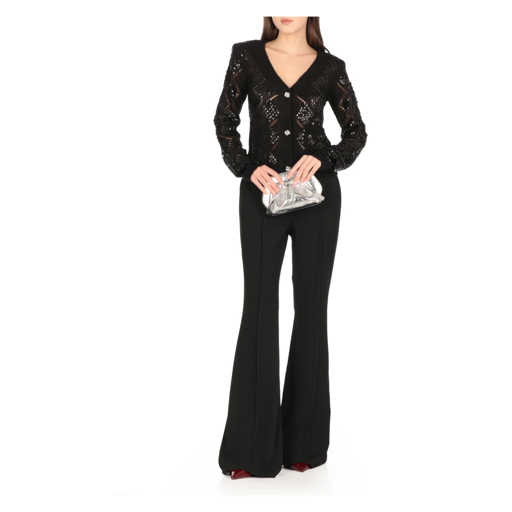 Rotate Birger Christensen V-hals Cardigan met Pailletten Black Dames