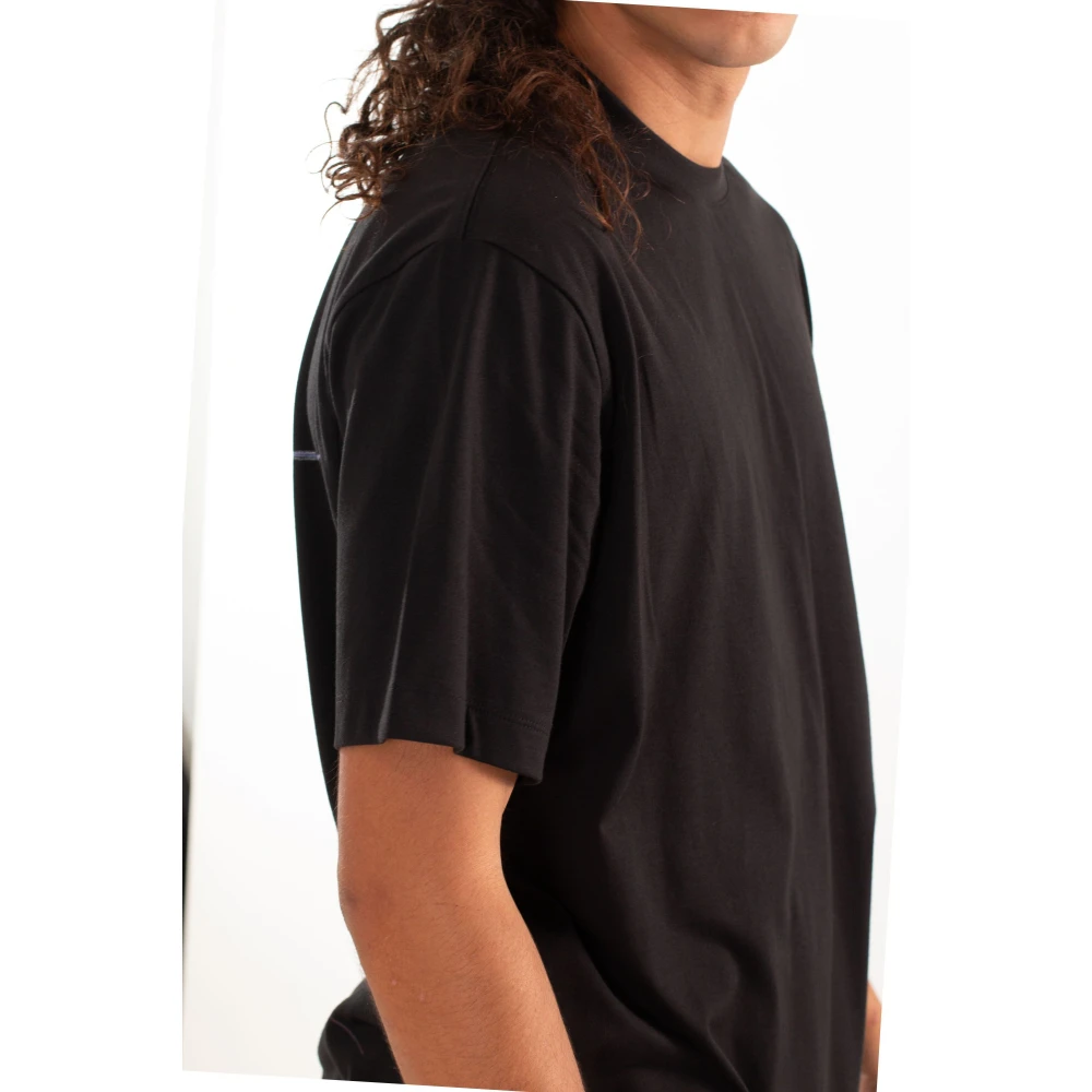 Y-3 Zwarte Grafische Korte Mouw Tee Black Heren