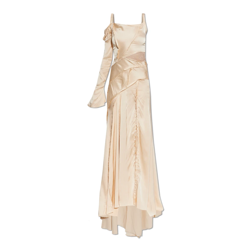 Blumarine Vrouw Beige Kleedjes Dames, 2XS, Satijn, Satijnen Jurk Met Vintage Effect