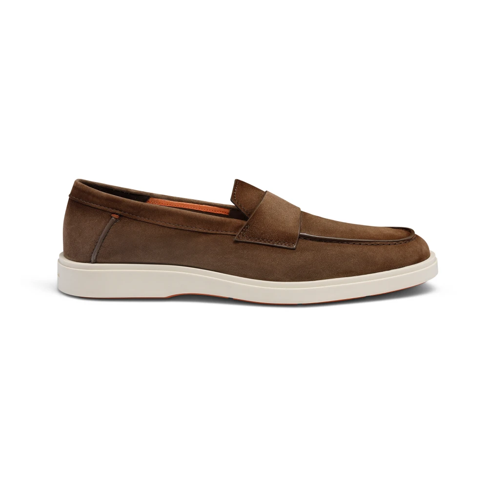 Santoni Men's Brown Suede Loafer - Loafers - 9 Uk - Shoes