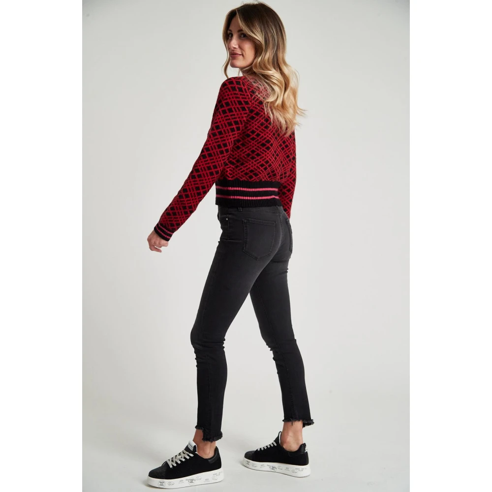 pinko Jacquard Cardigan in Ansonica Stijl Red Dames