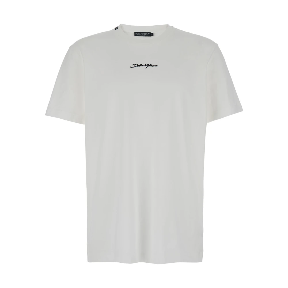 Dolce & Gabbana Vit Signature Slim Fit T-shirts och Polos White, Herr